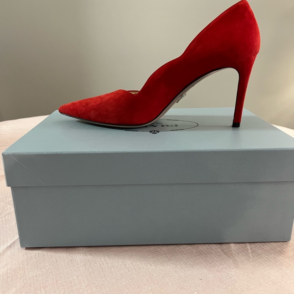 Prada Red Suede Pumps - Picture 10 of 12